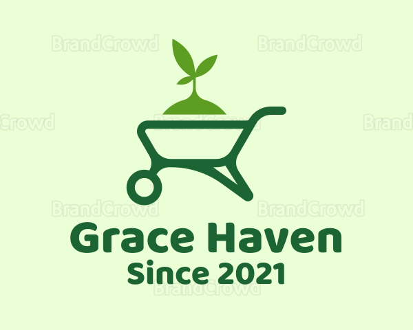 Gardening Plant Wheelbarrow Logo