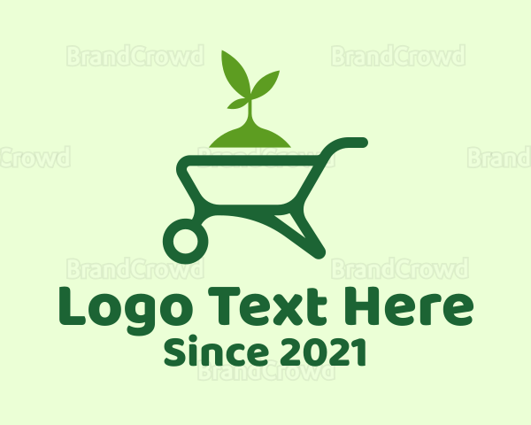 Gardening Plant Wheelbarrow Logo