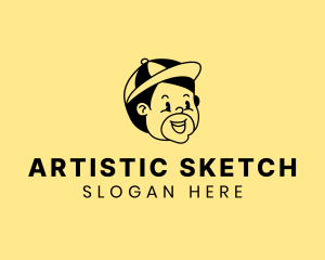 Drawing - Retro Child Drawing logo design