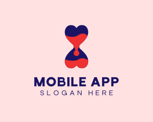 Dating App - Heart Sand Clock logo design