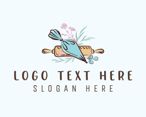 Rolling Pin - Piping Bag Baking logo design