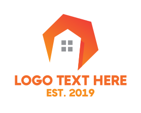 Airbnb - Orange Polygon House logo design