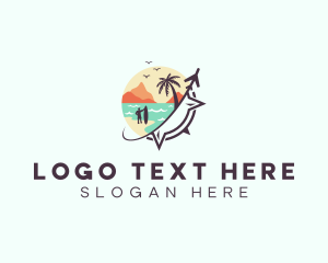 Travel - Compass Beach Airplane logo design