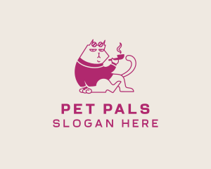 Pet Cat Smoking Pipe logo design