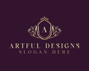 Floral Crown Crest logo design