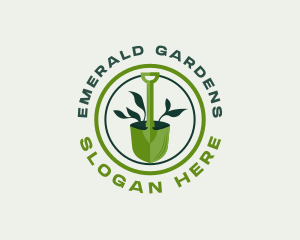 Landscaping Shovel Gardening logo design