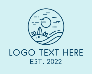 Vacation - Sunset Seaside Beach logo design