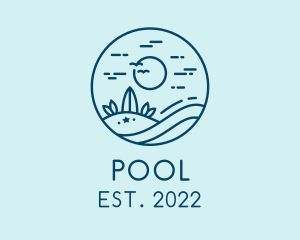 Palm Tree - Sunset Seaside Beach logo design