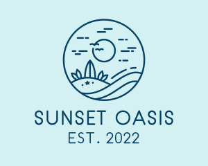 Sunset Seaside Beach logo design