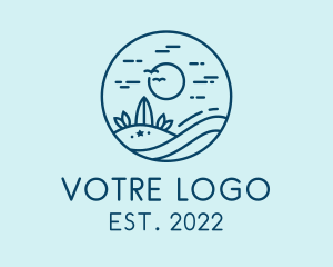 Vacation - Sunset Seaside Beach logo design