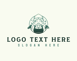Lady - Janitorial Cleaning Lady logo design