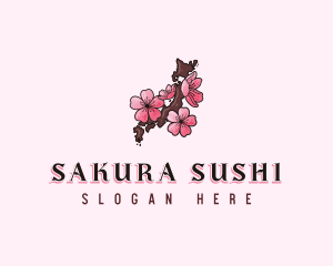 Japan Cherry Blossom Flower logo design