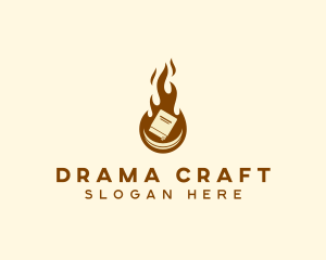 Playwright - Book Writing Flame Author logo design