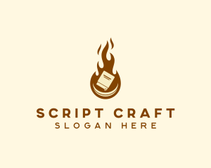 Screenwriter - Book Writing Flame Author logo design