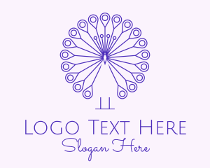 Massage - Purple Peacock Outline logo design