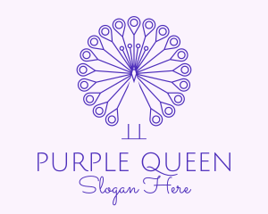 Purple Peacock Outline  logo design