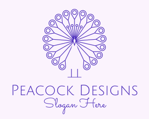 Purple Peacock Outline  logo design