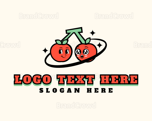 Retro Cute Cherry Logo