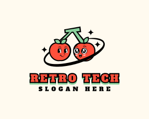 Retro Cute Cherry logo design