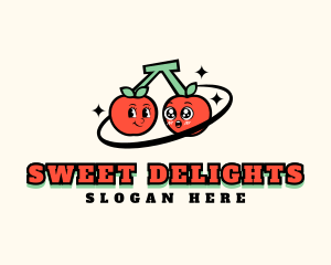 Retro Cute Cherry logo design