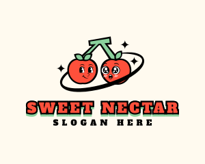 Retro Cute Cherry logo design