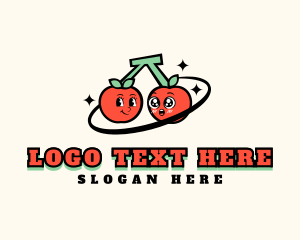 Food - Retro Cute Cherry logo design