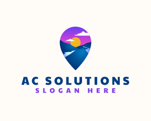 Mountain Location Pin logo design