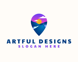 Mountain Location Pin logo design