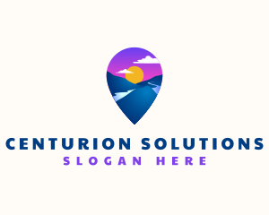 Mountain Location Pin logo design