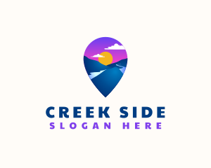 Mountain Location Pin logo design