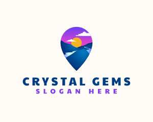 Mountain Location Pin logo design