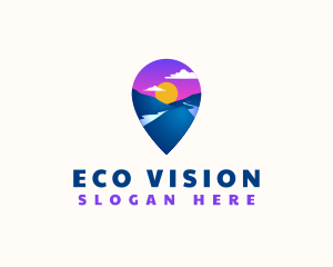 Mountain Location Pin logo design