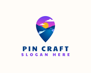 Pin - Mountain Location Pin logo design