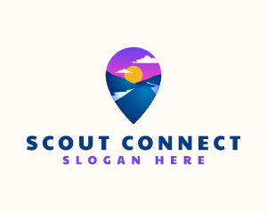 Mountain Location Pin logo design