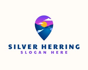 Mountain Location Pin logo design