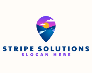 Mountain Location Pin logo design