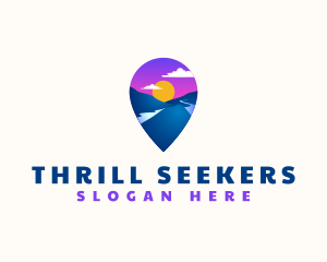 Mountain Location Pin logo design