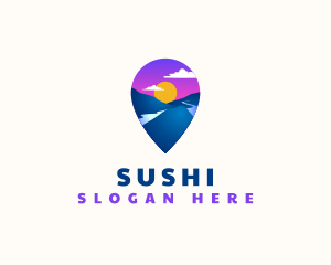 Mountain Location Pin logo design