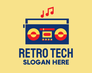 Retro Stereo Boombox logo design