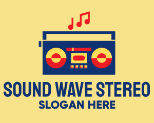 Stereo - Retro Stereo Boombox logo design