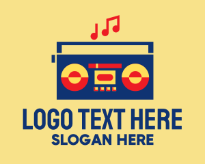Music Shop - Retro Stereo Boombox logo design
