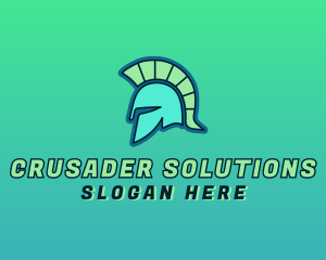 Crusader - Spartan Helmet Armor logo design