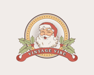 Retro Christmas Santa Claus logo design