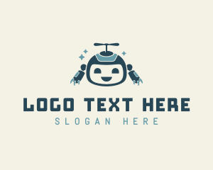 Toy Store - Cute Helicopter Robot Tech logo design