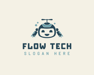 Cute Helicopter Robot Tech logo design