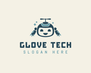 Cute Helicopter Robot Tech logo design