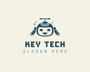 Cute Helicopter Robot Tech logo design