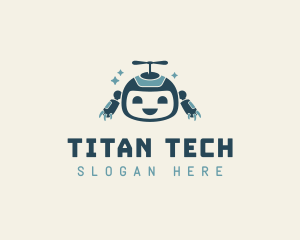 Cute Helicopter Robot Tech logo design