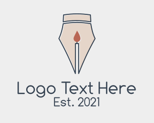 Fountain Pen - Candle Fountain Pen logo design