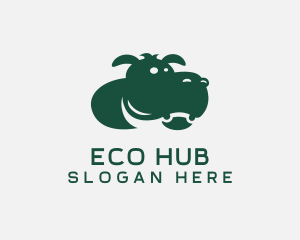 Ecosystem - Wild Hippo Animal logo design